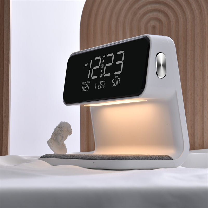 BowLift | 3 In 1 Bedside Lamp with Wireless Charger LCD Alarm Clock and Dimmable LED