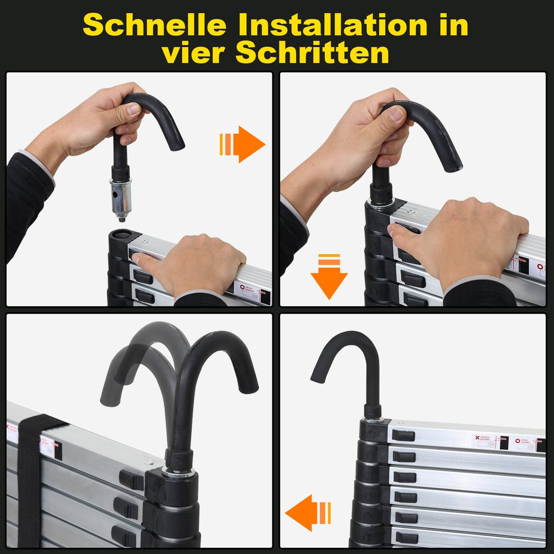 Telescopic ladder with 2 detachable hooks | Bowlift
