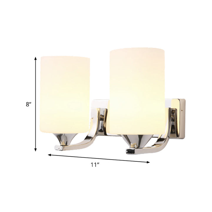 BowLift | Chromatic Cylindrical Wall Lamp Modernist 2 Heads Milk Glass Wall Mount Lighting