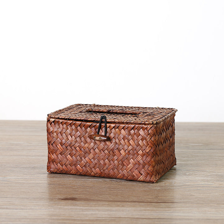 Handwoven Wicker Tissue Box Holder Bowlift