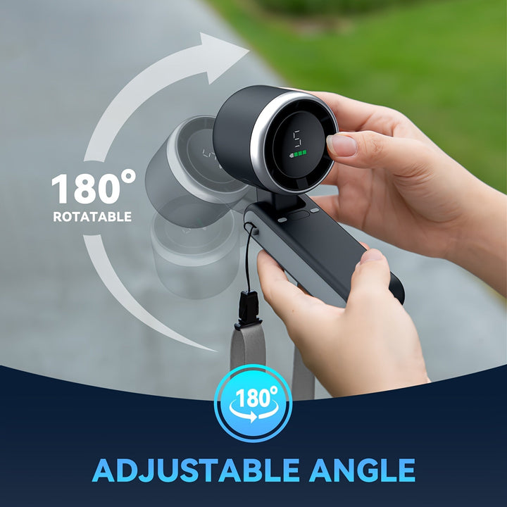 12 Hour Turbo Handheld Fan with LED Light - 5 Speed Battery Operated Cooling Fan, 3 in 1 Air Turbo Technology - Compact Design for Outdoor, Travel and Daily Use | Bowlift