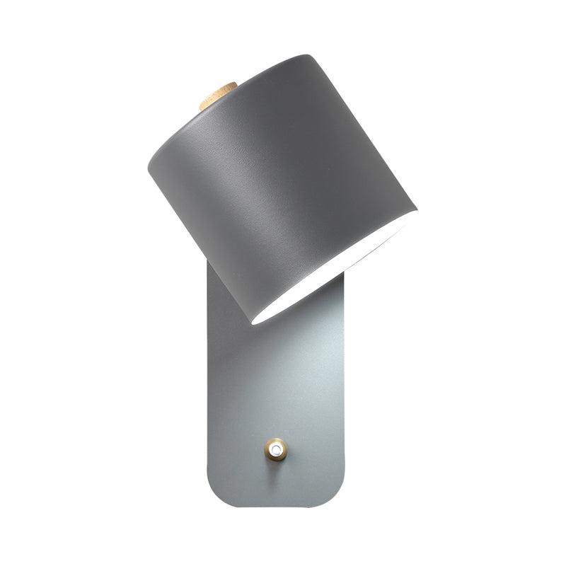 BowLift | 1 Bulb Tube Wall Sconce Modernist Metal Wall Lighting Fixture in Gray/Green with Rectangular Back Plate