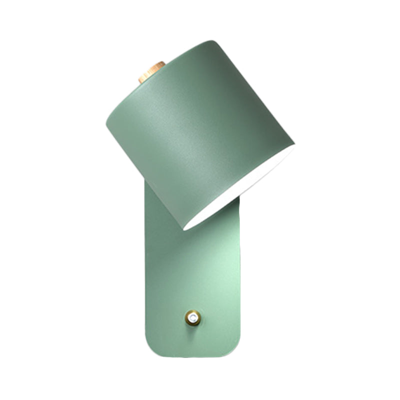 BowLift | 1 Bulb Tube Wall Sconce Modernist Metal Wall Lighting Fixture in Gray/Green with Rectangular Back Plate
