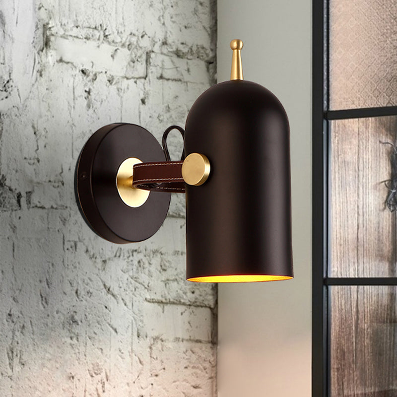 BowLift | 1 Bulb Stair Wall Lamp Modern Black LED Wall Lighting with Extended Dome Iron Shade
