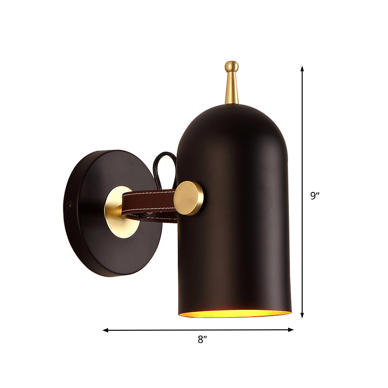BowLift | 1 Bulb Stair Wall Lamp Modern Black LED Wall Lighting with Extended Dome Iron Shade