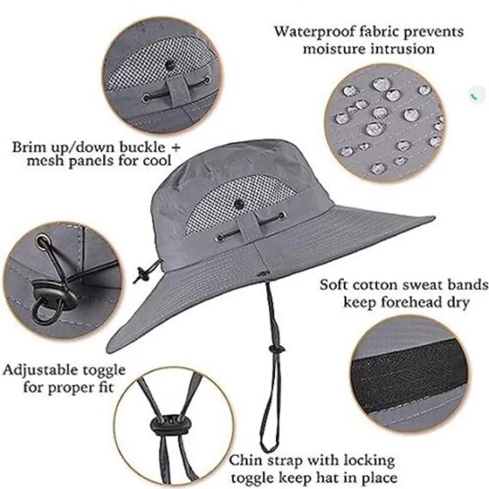 BowLift | Wide Brim Solar Fan Outdoor Bucket Hat Solar & USB Charging