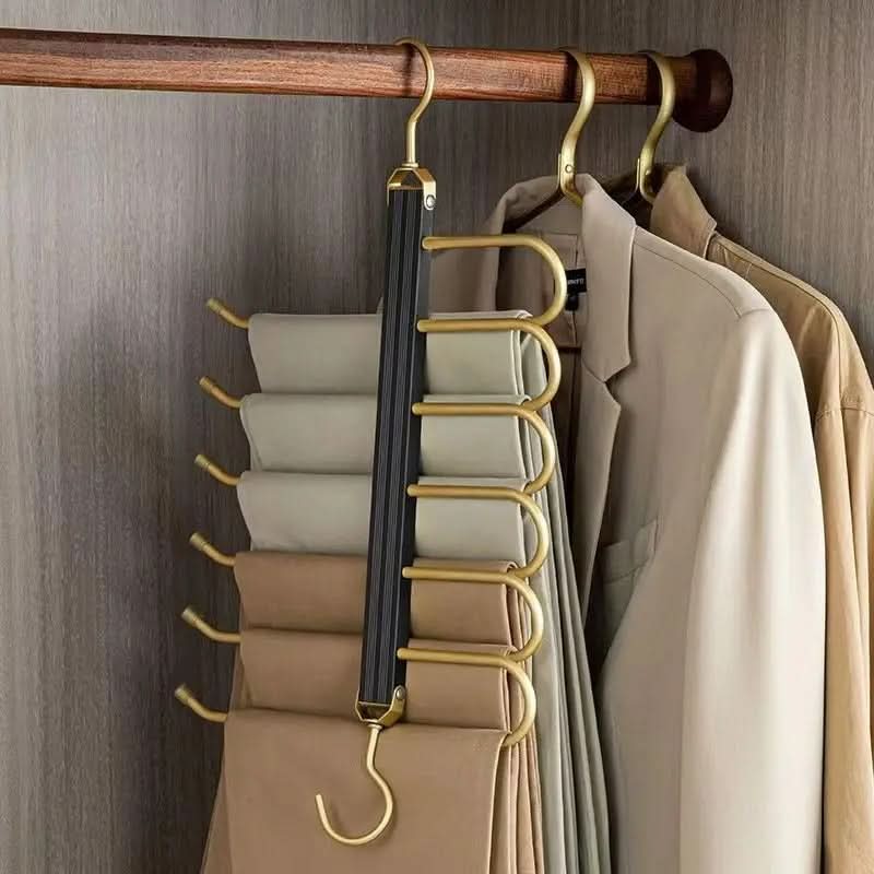 BowLift | SpaceLuxe Aluminum Pants Hanger – Multi-Layer, Space-Saving Closet Organizer
