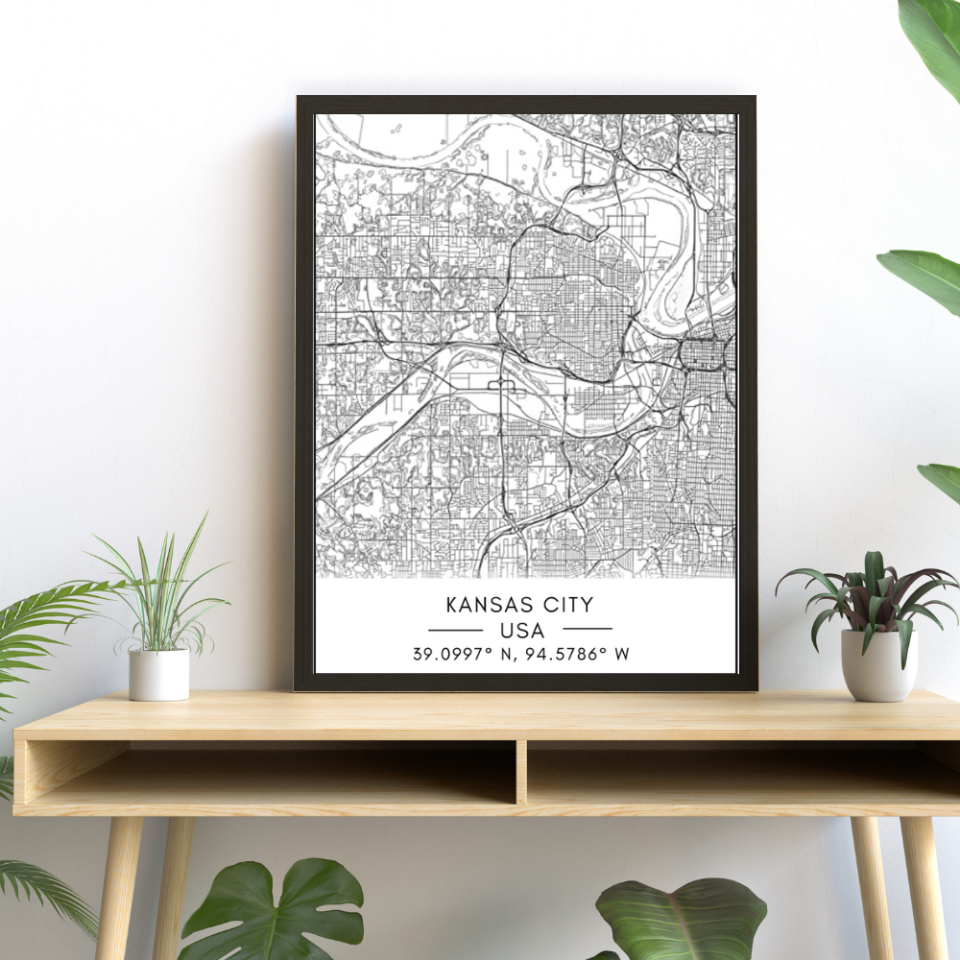 Kansas City Map - Canvas Wall Art Painting | Bowlift