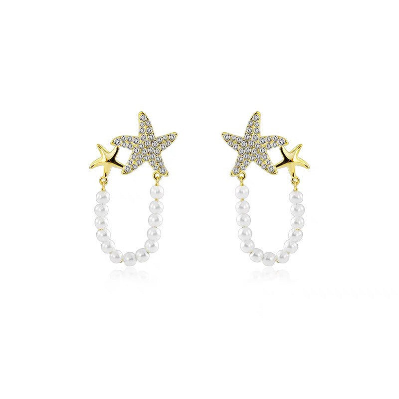 BowLift | Diamond Starfish Pearl Earrings
