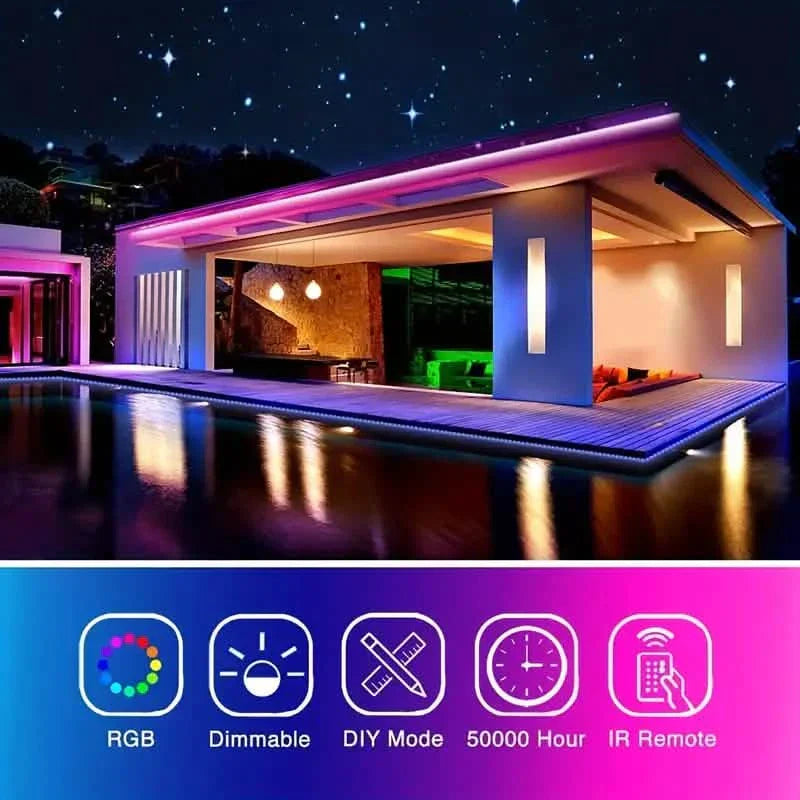 BowLift | 33Ft LED strip lights with IR 44-key remote control