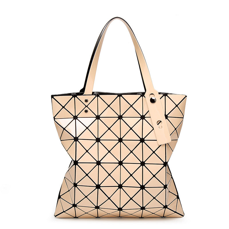 Geometric Patterned Tote Bag with Unique Reflective Design
