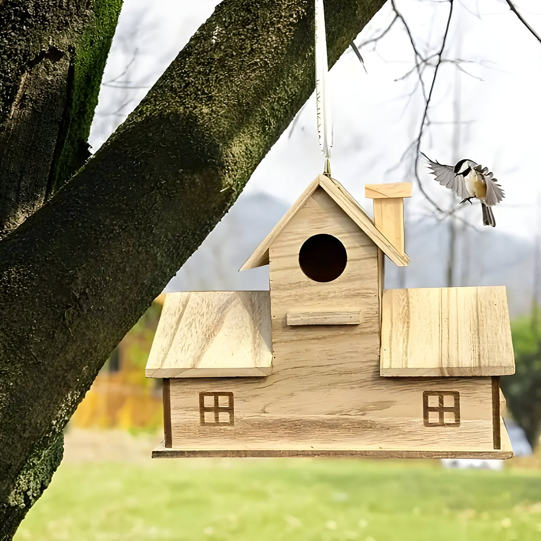 WoodlandBird House- Wooden Hanging Birdhouse with 3-Hole | Bowlift