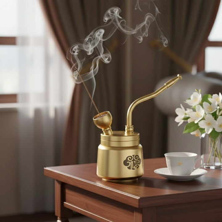 Artisan Brass Pipe Aromatherapy Incense Burner | Bowlift