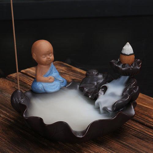Lotus-inspired ceramic incense holder