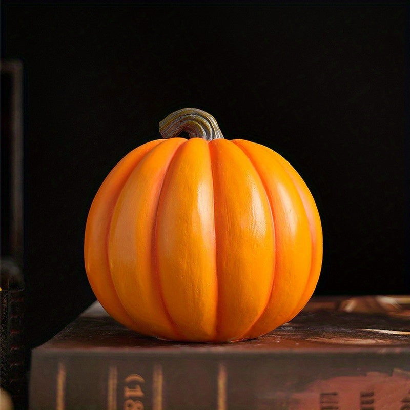 Resin Jack O Lantern Decoration with Carved Skull Detail