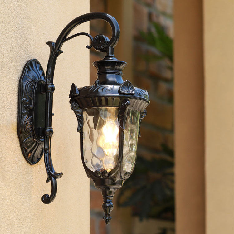 Traditional European Cylinder Lantern Aluminum Glass 1-Light Outdoor Wall Sconce Lamp For Outdoor Patio | Bowlift