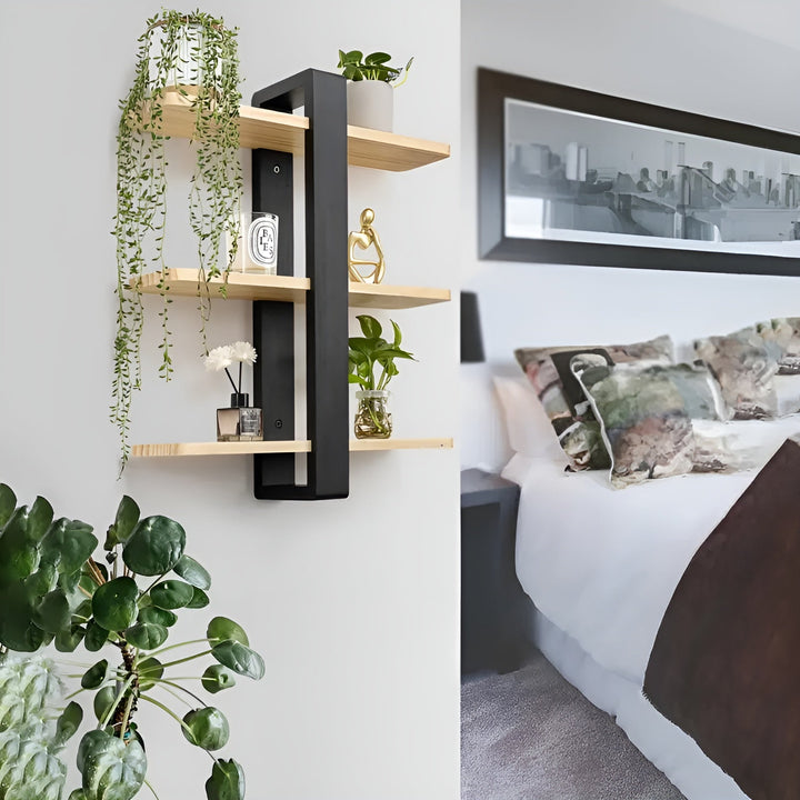 BowLift | NordWood Wall Shelf | Solid Pine | 3 Levels | Space-saving & Decorative | Natural Wood