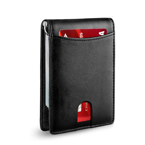BowLift | Men’s Slim RFID Wallet | Leather Card Holder | Black