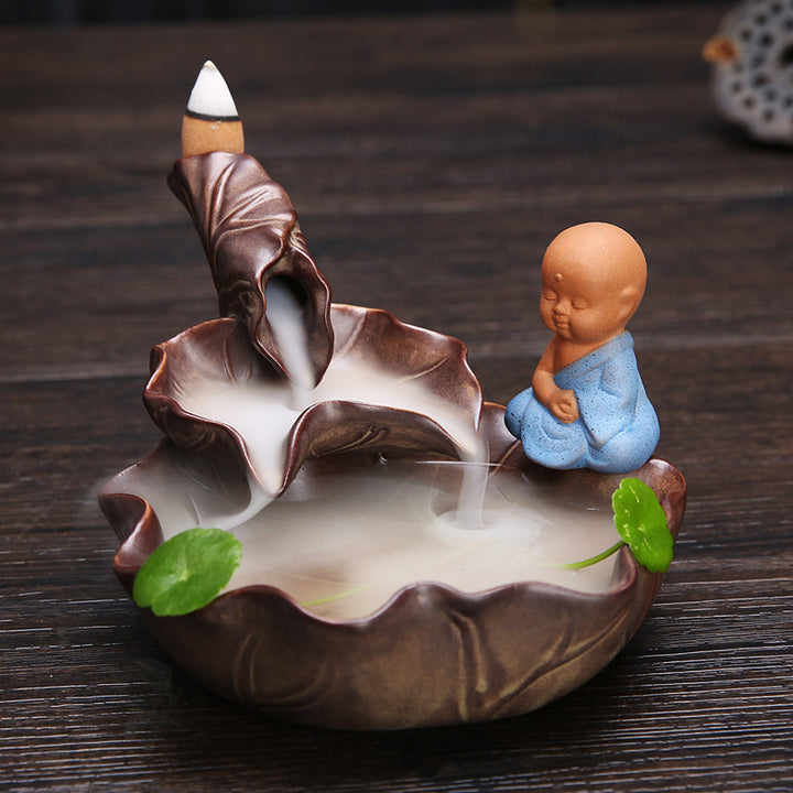 Lotus-inspired ceramic incense holder