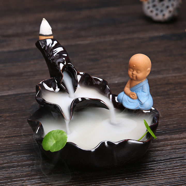 Lotus-inspired ceramic incense holder