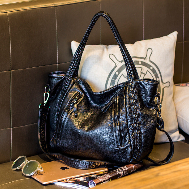 Luxurious Textured Leather Hobo Bag
