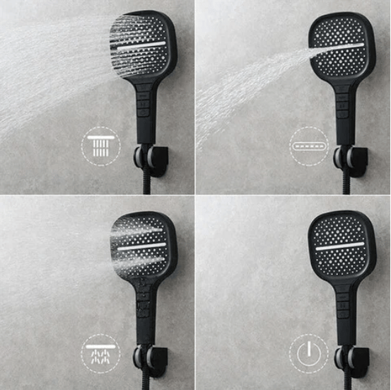 HydraLux 7-Settings Shower Head – Water-Saving & Anti-Scale – Square Chrome | Bowlift