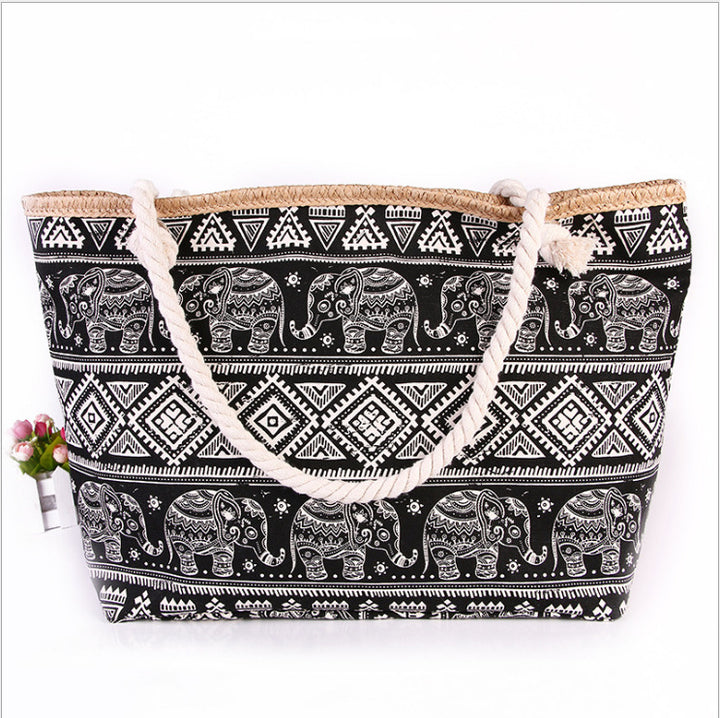 Spacious shopping bag in ethnic elephant design Bowlift