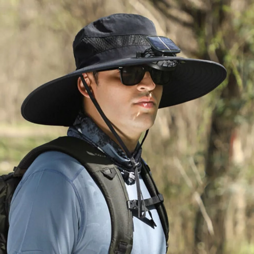 Wide Brim Solar Fan Outdoor Bucket Hat Solar & USB Charging | Bowlift