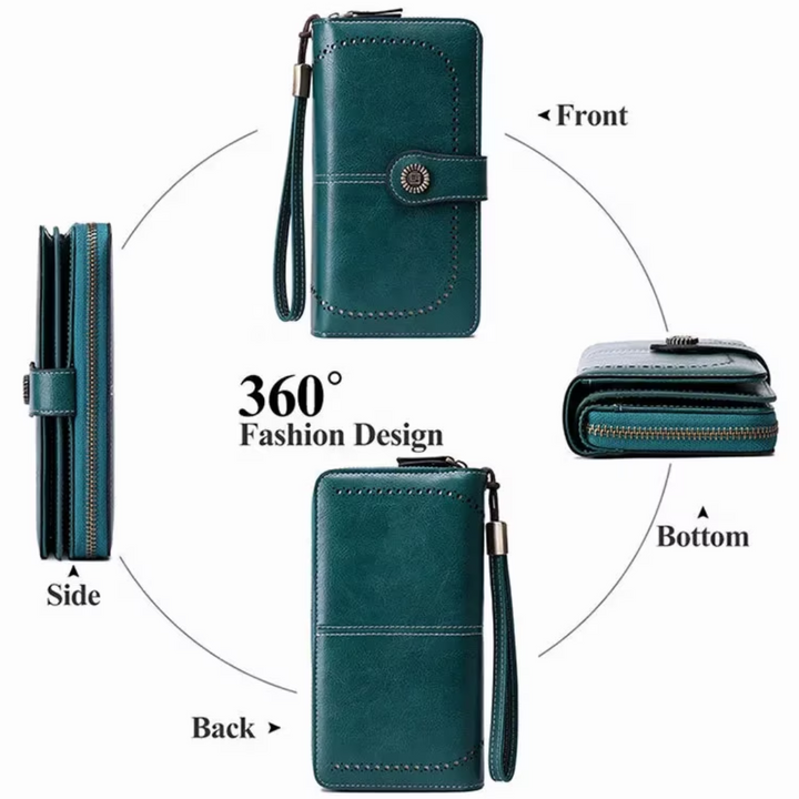 Stylish Leather Wallet with Wristband Bowlift