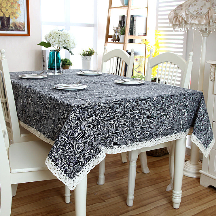 Decorative Tablecloth with Lace Edging