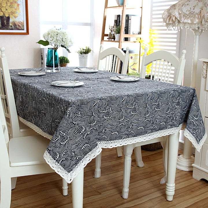 Decorative Tablecloth with Lace Edging