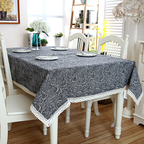 Decorative Tablecloth with Lace Edging