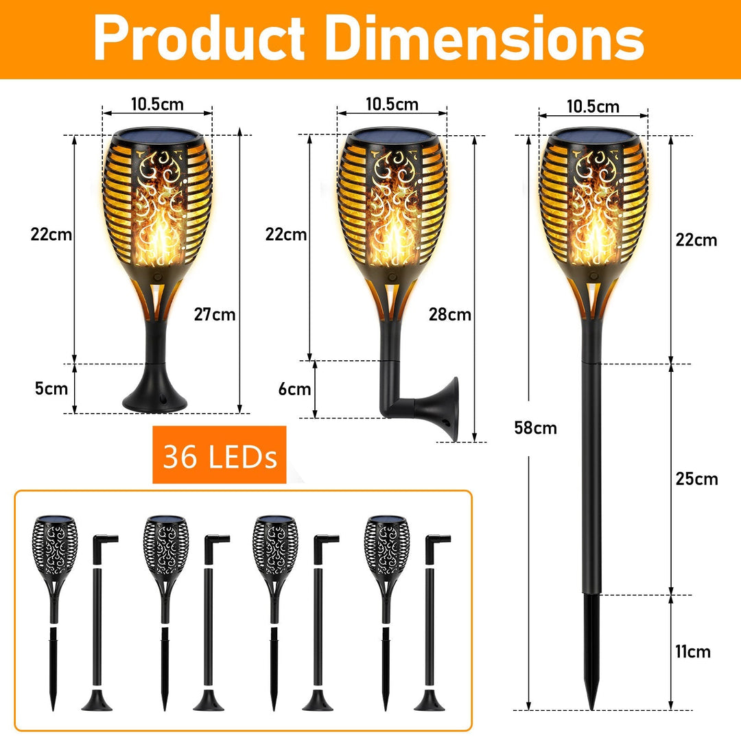 Solar lamps for outdoors 4 pieces 3 IN 1 solar torches | Bowlift