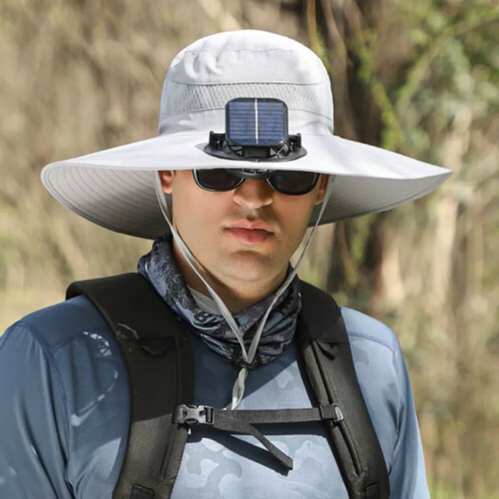 Wide Brim Solar Fan Outdoor Bucket Hat Solar & USB Charging | Bowlift