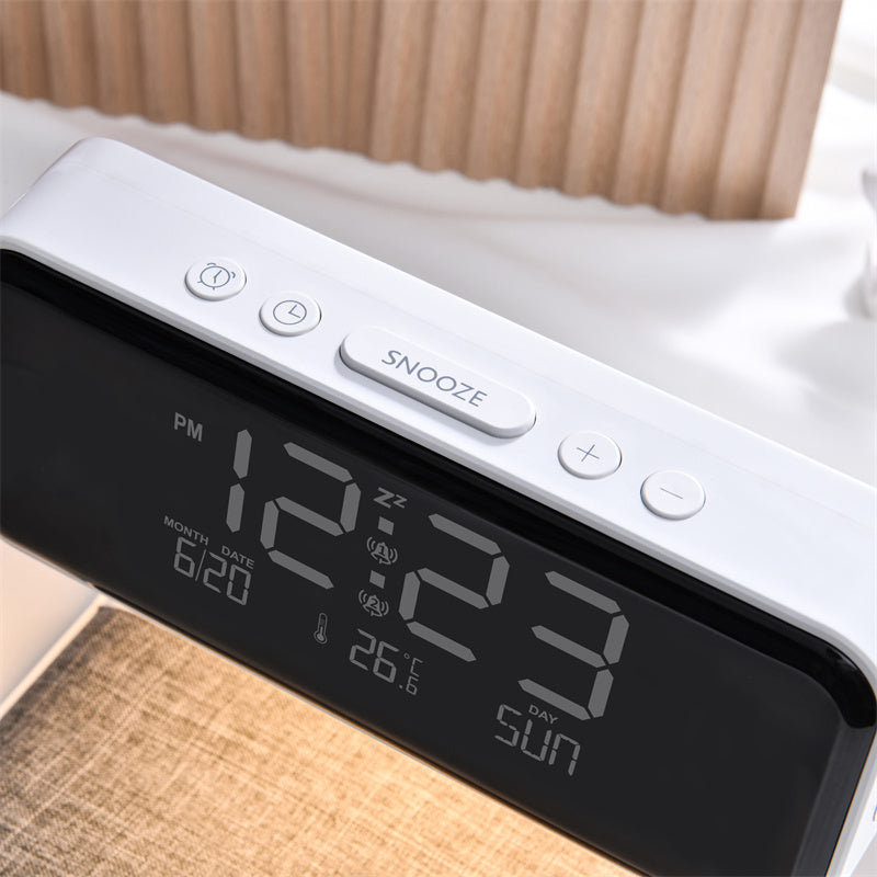 BowLift | 3 In 1 Bedside Lamp with Wireless Charger LCD Alarm Clock and Dimmable LED