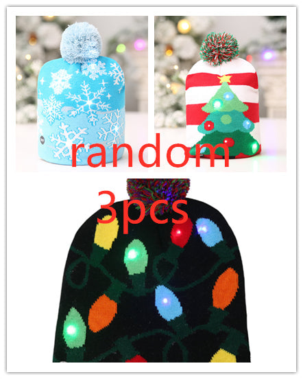 BowLift | Christmas Decoration Knitted LED Light Cap Christmas Tree Snowman Adult Child Hat