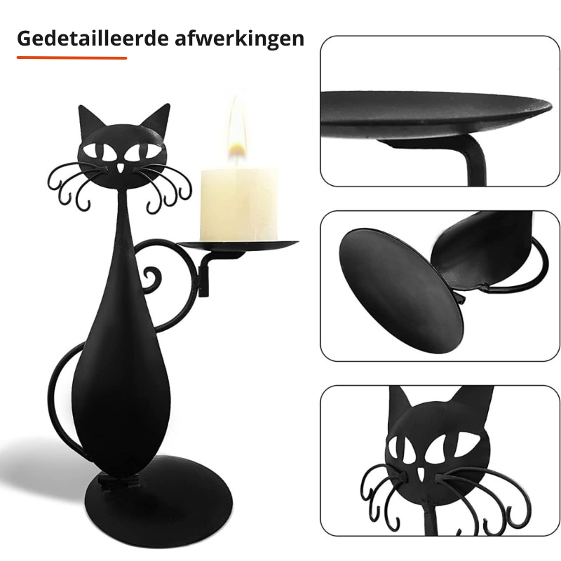Midnight Panther - Mystical Black Cat Candle Holder Bowlift