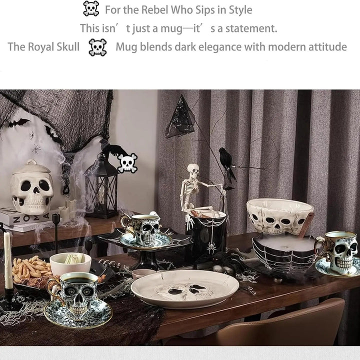 BowLift | Gothic Skull Decorative Mug Noctura – Artistic Hand-Painted Skull Decoration