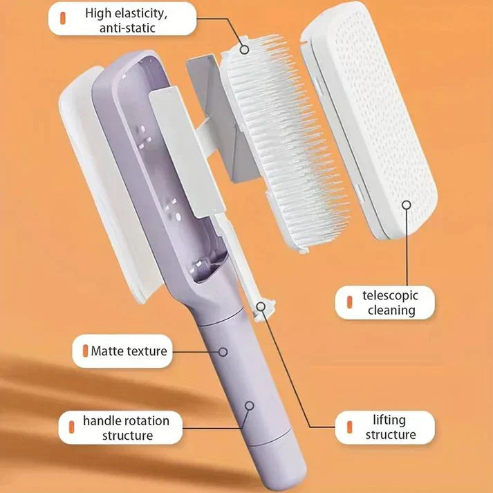 BowLift | LuxéTress 4-in-1 Self-Cleaning Hairbrush | Innovative hairbrush with self-cleaning technology for effortlessly smooth and shiny hair