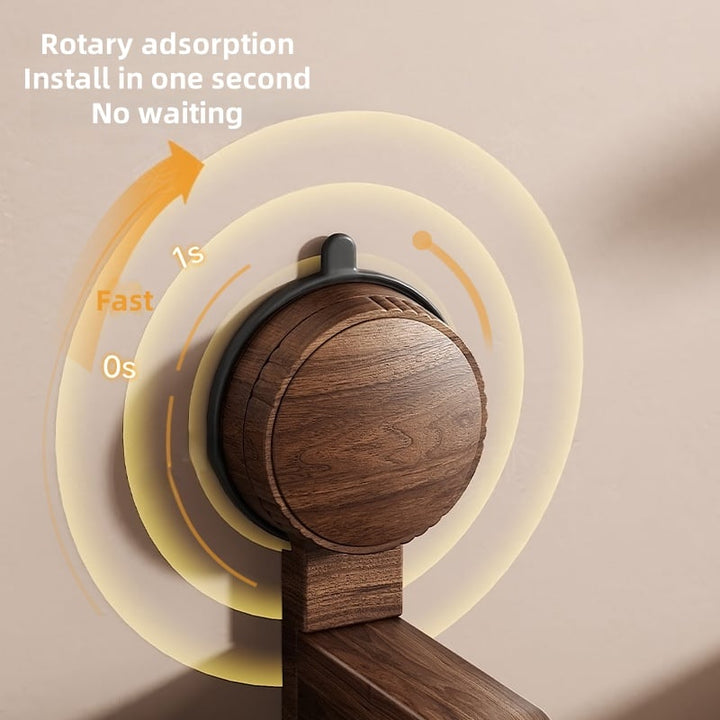 Walnut Wood Toilet Paper Holder – Hole-free with Suction Cup | Bowlift