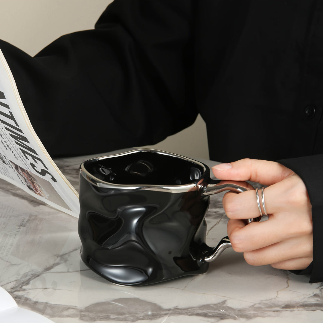 CreArt Mug – Handmade Ceramic Coffee Mug with Unique Crumpled Design | Bowlift