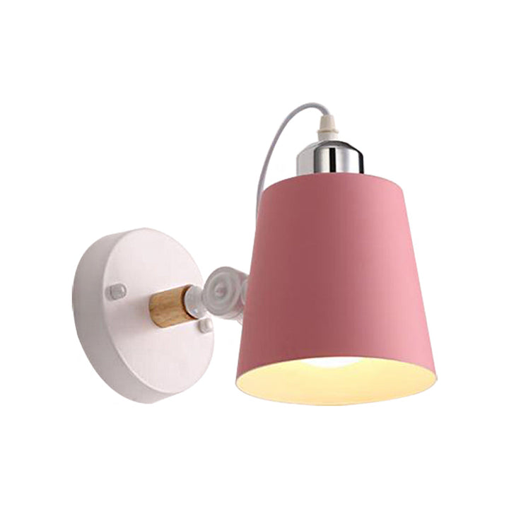 BowLift | Gray/White/Pink/Yellow/Blue/Green Cone Wall Lamp Minimalist Metal 1 Light Wall Mount Lamp for Nightstand