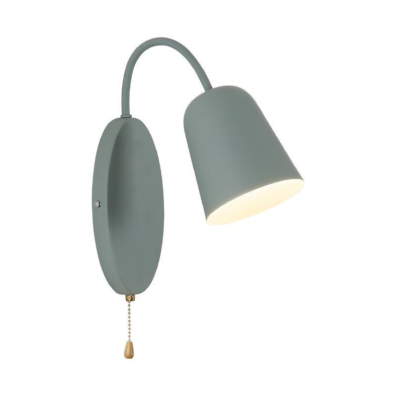 BowLift | Modern Cone Wall Light 1 Light Wall Mounted Lighting with Metal Shade and Pull Chain in Pink/Yellow/Blue/Green