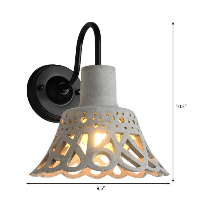 BowLift | 8.5"/9.5"/10" Width Goose Neck Wall Light Modernist Cement 1 Light Wall Mounted Fixture in Gray