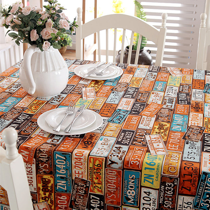 Vintage License Plate Tablecloth