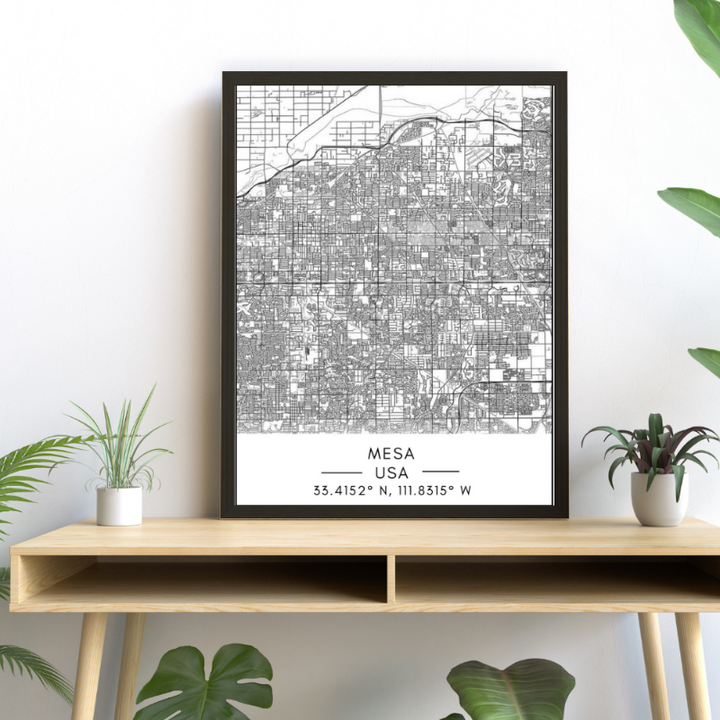 Mesa City Map - Canvas Wall Art Painting | Bowlift