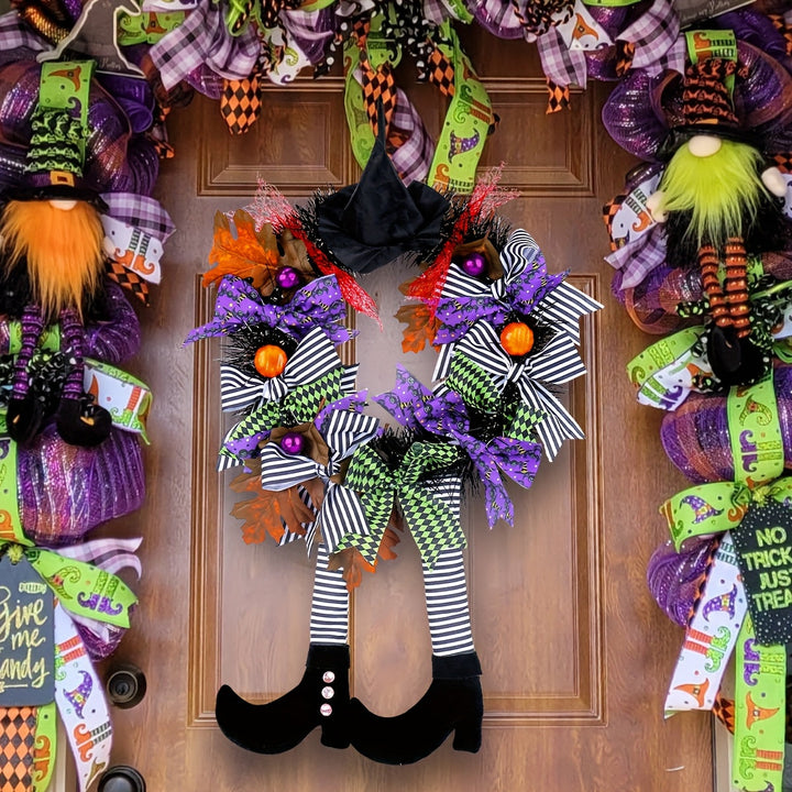 BowLift | Halloween Whimsical Witch Legs Wreath | Festive Front Door Decor