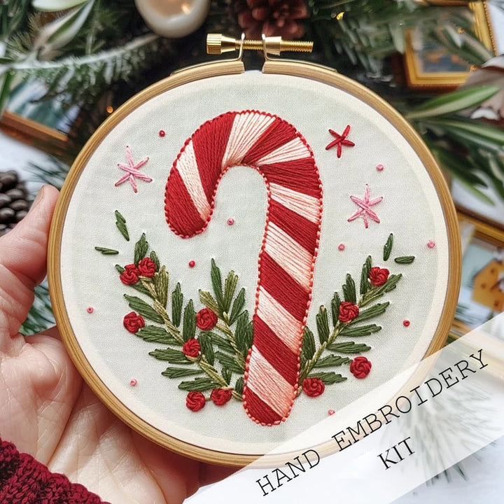 BowLift | Christmas Embroidery Kit | Winter Snowy Village Pattern | Beginner Craft Set with Hoop & Threads