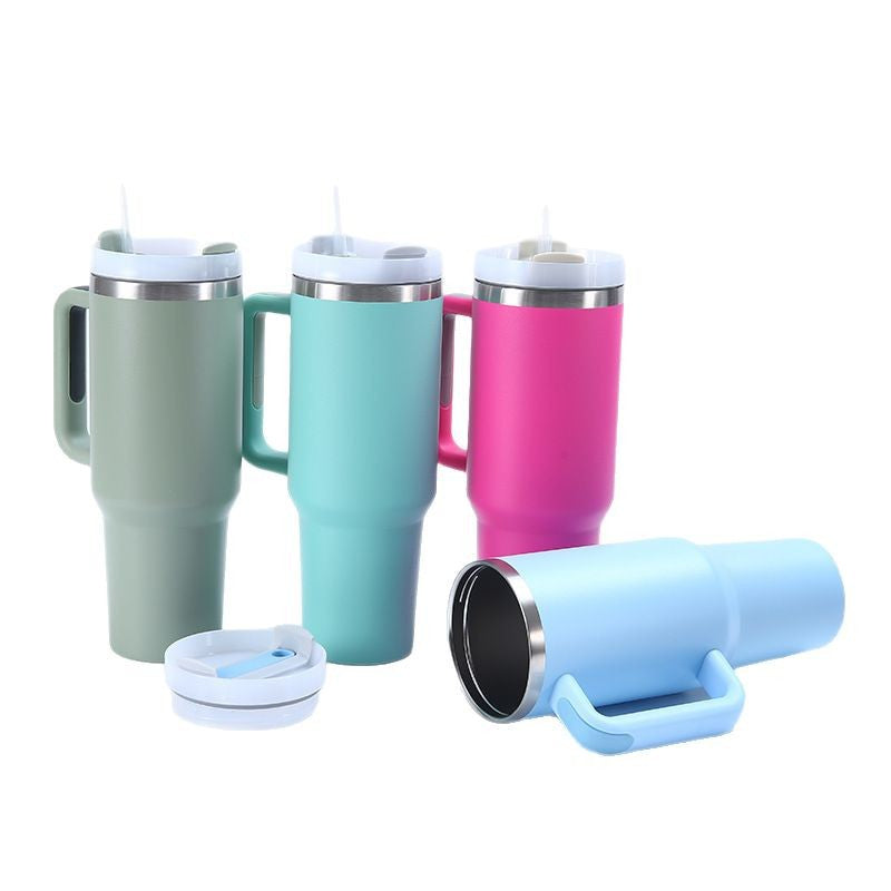 40oz Insulated Tumbler with Handle and Straw