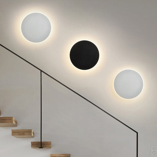 Bedroom bedside lamp corridor staircase entrance induction lamp solar eclipse high-grade round wall lamp